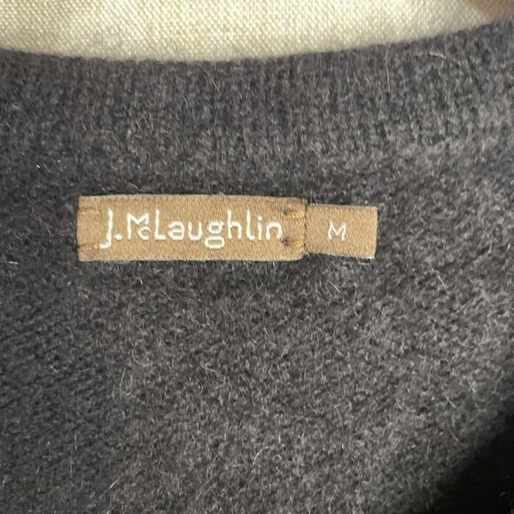 J Mclaughlin Black Angora & Wool Blend Sweater - Shoulder Button Detail - Sz Med - Picture 2 of 6